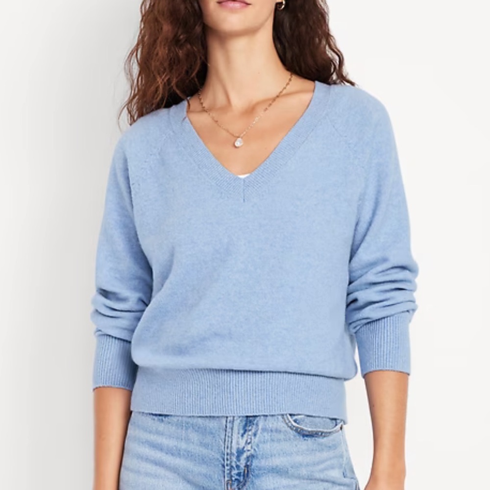 NWT SoSoft Loose V-Neck Sweater in “Lighthouse” Light Blue